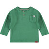 Long Sleeve Henley, Green - T-Shirts - 1 - thumbnail