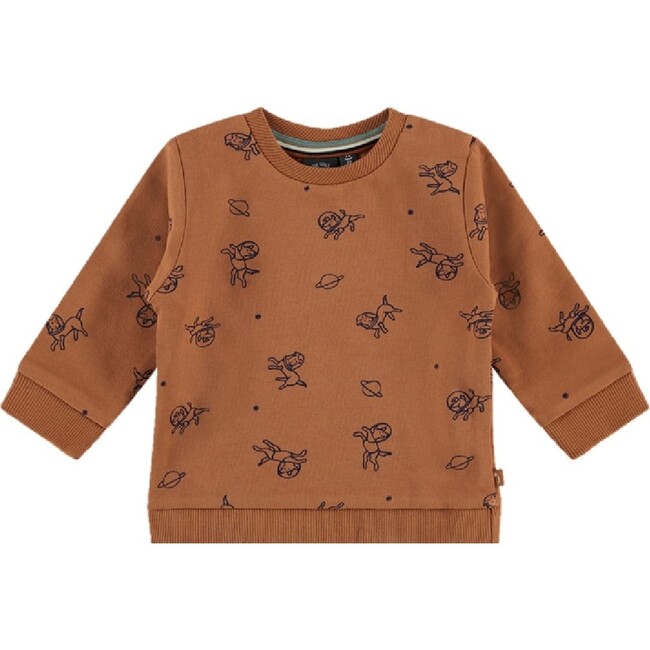 Dog in Space Print Sweatshirt, Brown