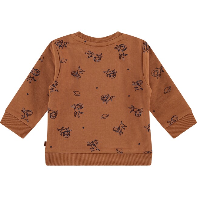 Dog in Space Print Sweatshirt, Brown - Sweatshirts - 2