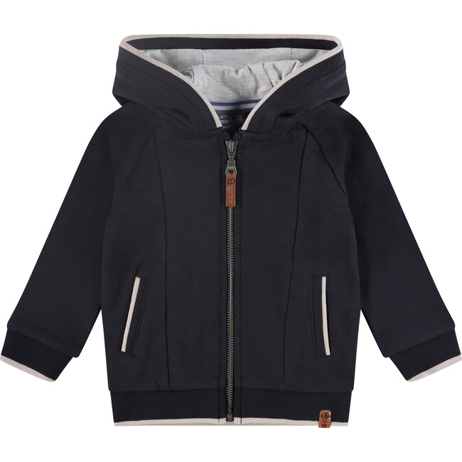 Navy Hooded Zip Sweatshirt, Navy - Sweatshirts - 1