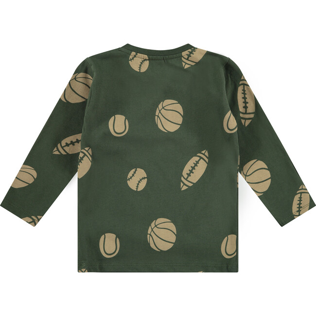 Sport Balls Long Sleeve T-Shirt, Green - T-Shirts - 2