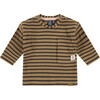 Striped Long Sleeve T-Shirt, Green - T-Shirts - 1 - thumbnail