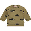 Car Print Sweatshirt, Olive - Sweatshirts - 1 - thumbnail