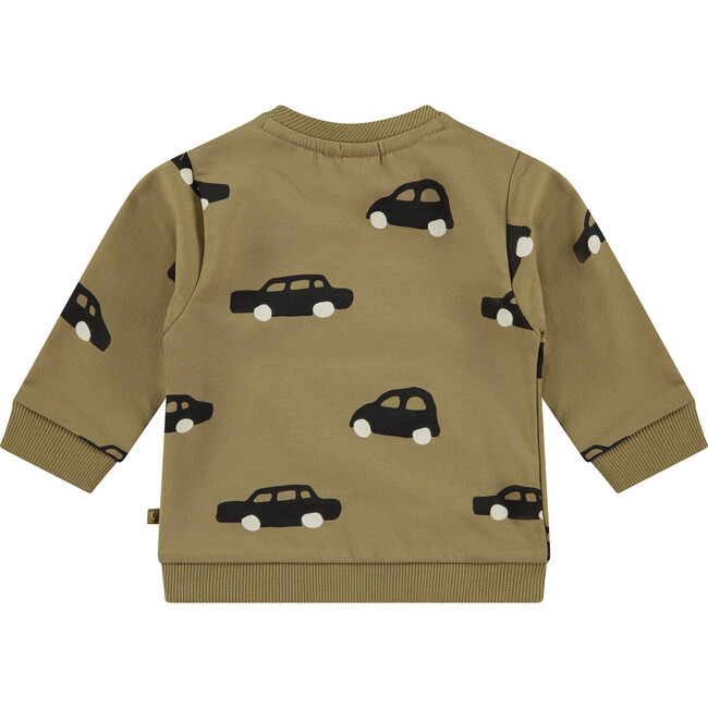 Car Print Sweatshirt, Olive - Sweatshirts - 2