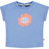 Single Flower Short Sleeve T-Shirt, Blue - T-Shirts - 1 - thumbnail