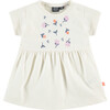 Short Sleeve Dress with Embroidered Flowers, White - Dresses - 1 - thumbnail