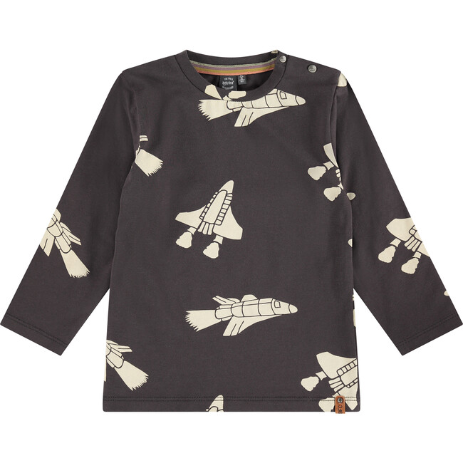 Rocket Ship Long Sleeve T-Shirt, Grey