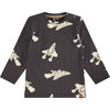 Rocket Ship Long Sleeve T-Shirt, Grey - T-Shirts - 1 - thumbnail