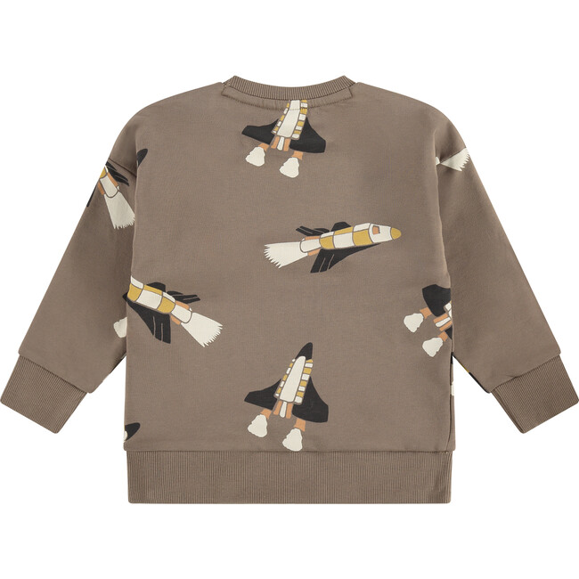 Rocket Ship Sweatshirt, Brown - Sweatshirts - 2