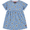 Smiling Daisy Print Short Sleeve Dress, Blue - Dresses - 1 - thumbnail