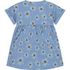 Smiling Daisy Print Short Sleeve Dress, Blue - Dresses - 2