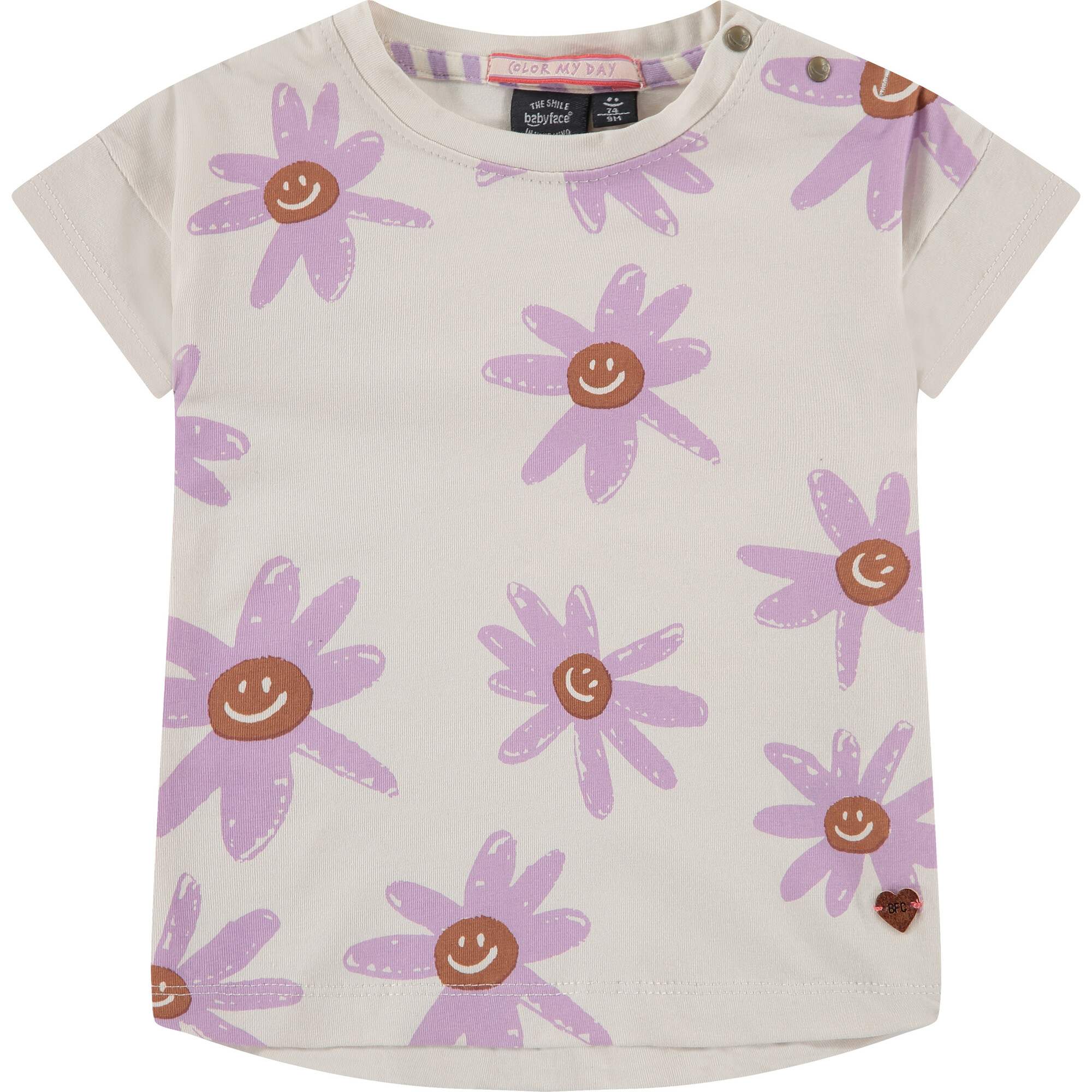 Smiling Daisy Print Short Sleeve T-Shirt, Print - T-Shirts - 1