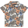 Hawaiian Print Button Up Short Sleeve Top, Print - Shirts - 1 - thumbnail