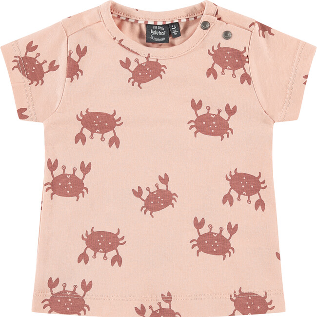 Crab Printed Short Sleeve T-Shirt, Pink