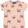 Crab Printed Short Sleeve T-Shirt, Pink - T-Shirts - 1 - thumbnail