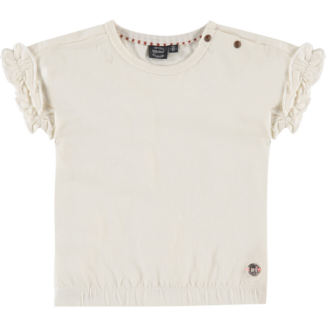 Ruffled Short Sleeve T-Shirt, White