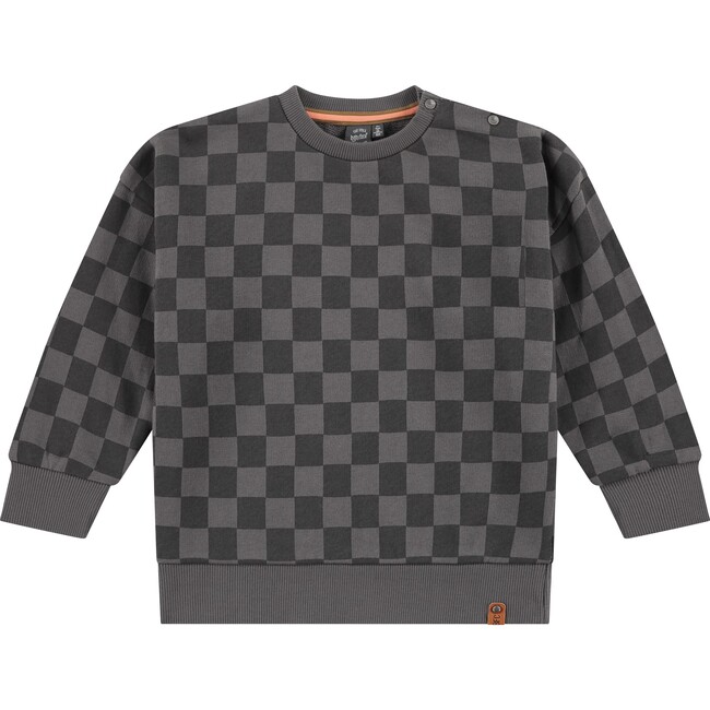 Checkered Sweatshirt, Grey