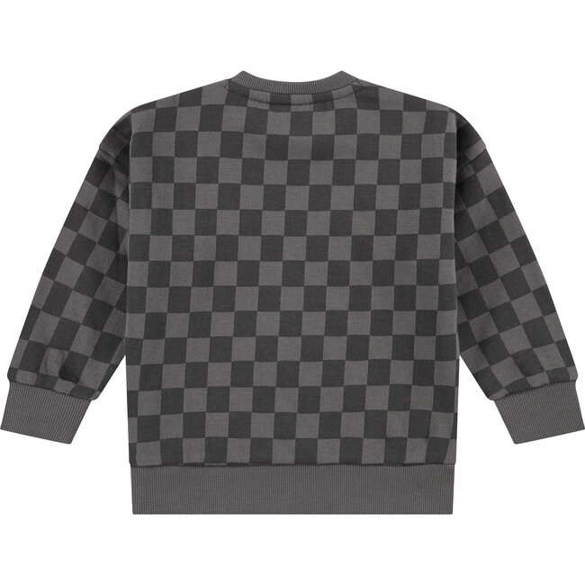 Checkered Sweatshirt, Grey - Sweatshirts - 2