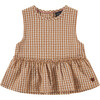 Gingham Top, Brown - Shirts - 1 - thumbnail