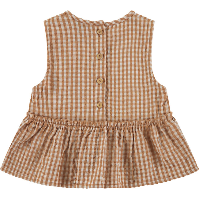 Gingham Top, Brown - Shirts - 2