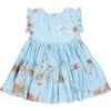 Polly Silk Tie-Dye Ruffle Sleeve 2-Tired Dress, Milky Blue - Dresses - 1 - thumbnail