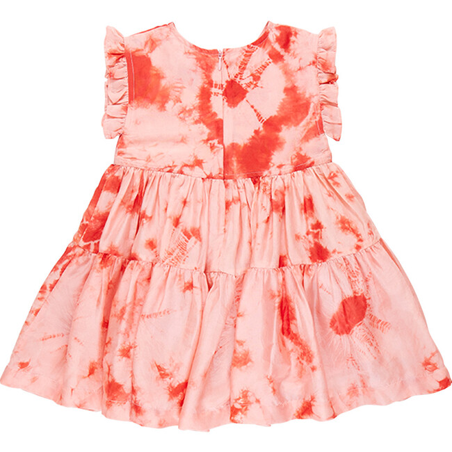 Polly Silk Tie-Dye Ruffle Sleeve 2-Tired Dress, Mellow Rose - Dresses - 6