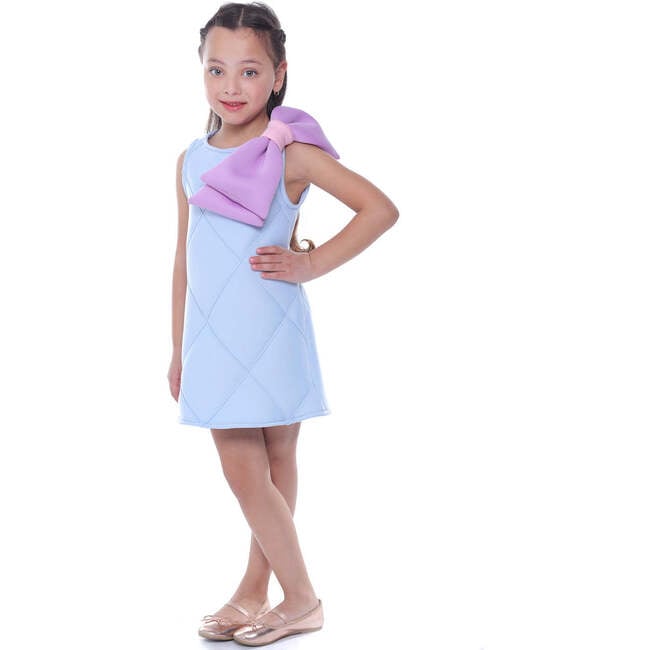 Skylar Bow Dress, Blue - Dresses - 2