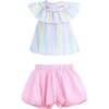 Rainbow Striped Ruffle Outfit, Multicolor - Mixed Apparel Set - 1 - thumbnail