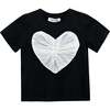 Pearl Heart Applique T-Shirt, Black - T-Shirts - 1 - thumbnail