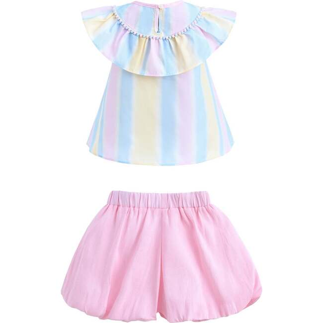 Rainbow Striped Ruffle Outfit, Multicolor - Mixed Apparel Set - 5