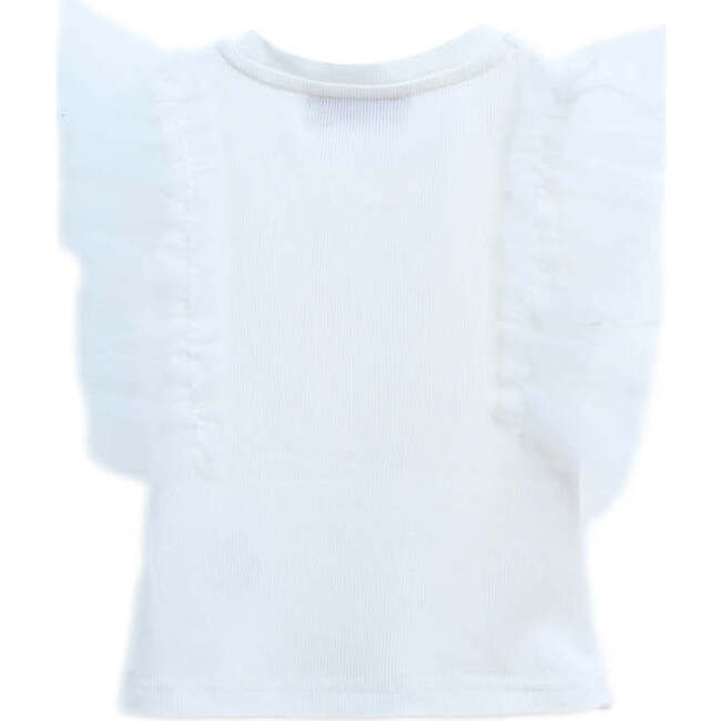 Tulle Frill T-Shirt, White - T-Shirts - 2