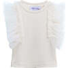 Tulle Frill T-Shirt, Champagne - T-Shirts - 1 - thumbnail