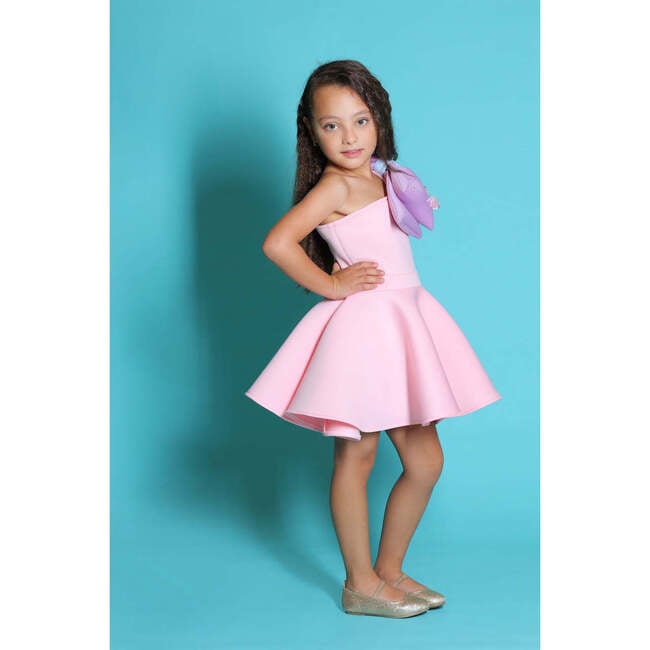 Charlotte Bow Dress, Pink - Dresses - 3