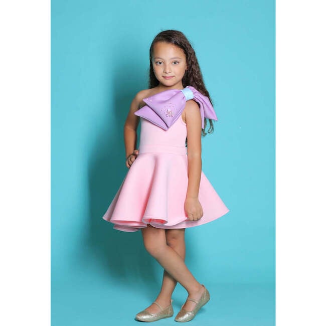 Charlotte Bow Dress, Pink - Dresses - 4