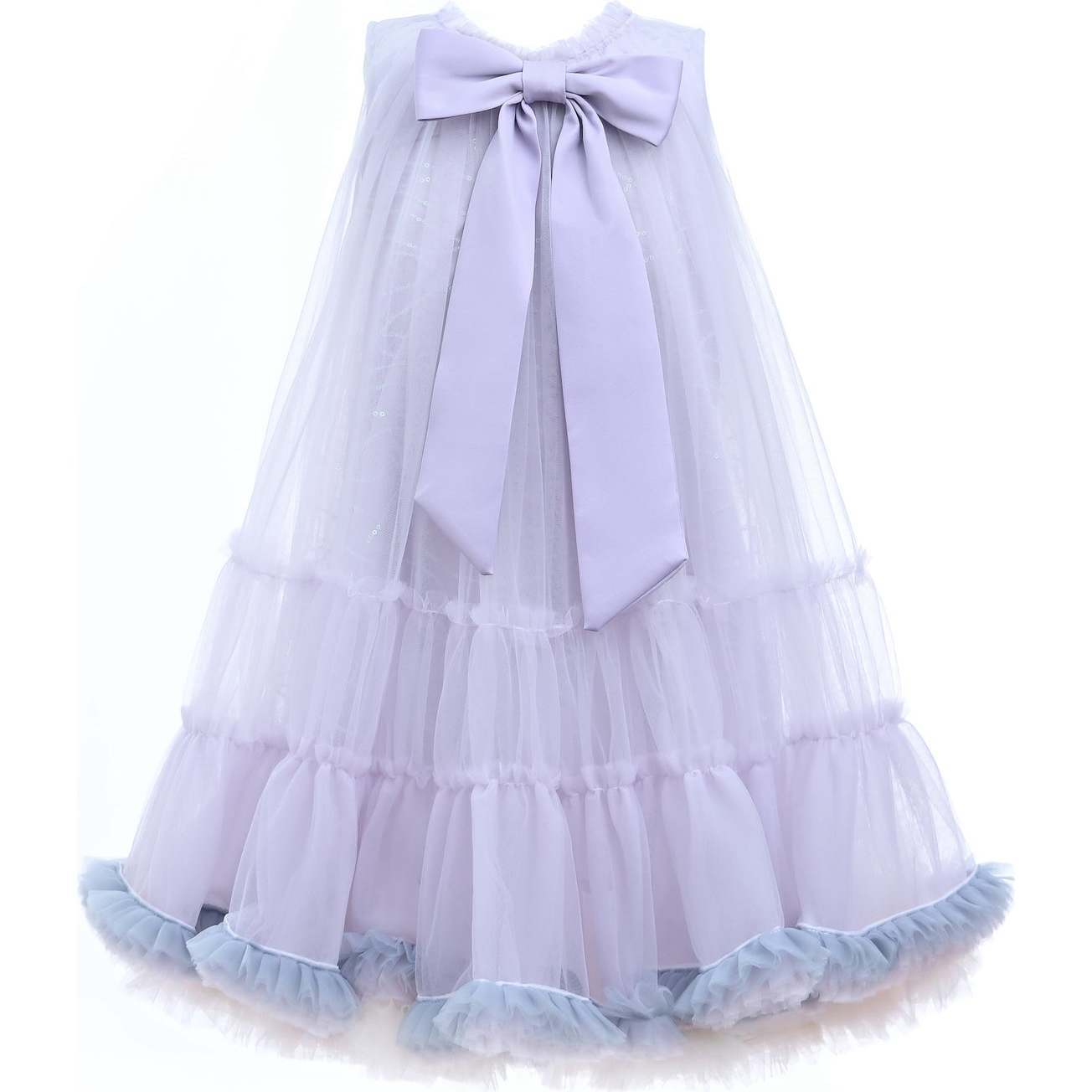 Bow Tulle Frill Dress, Purple - Dresses - 1