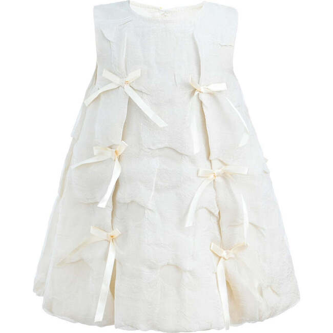 Bow Applique Trapeze Dress, Cream