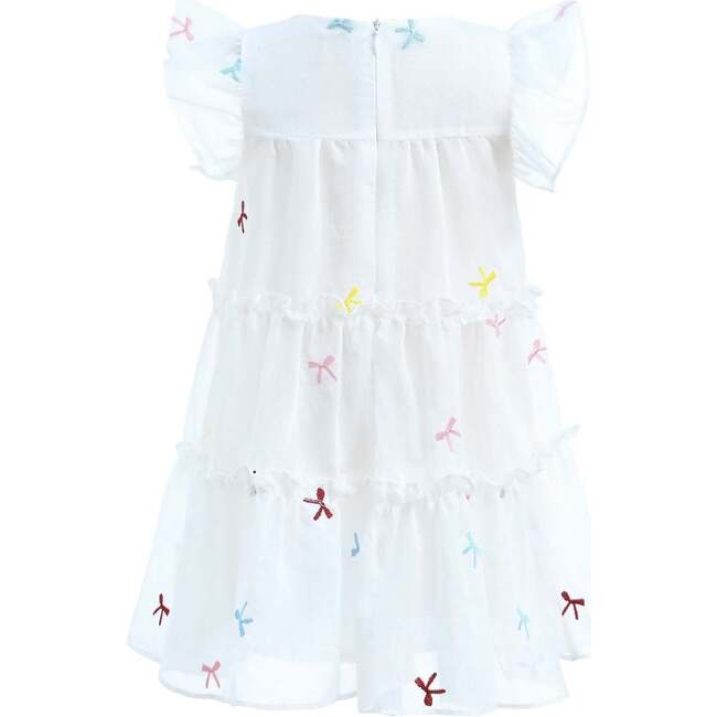 Bow Embroidered Summer Dress, White - Dresses - 2