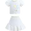 Balloon Embroidered Skirt Outfit, White - Mixed Apparel Set - 1 - thumbnail