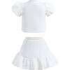 Balloon Embroidered Skirt Outfit, White - Mixed Apparel Set - 5