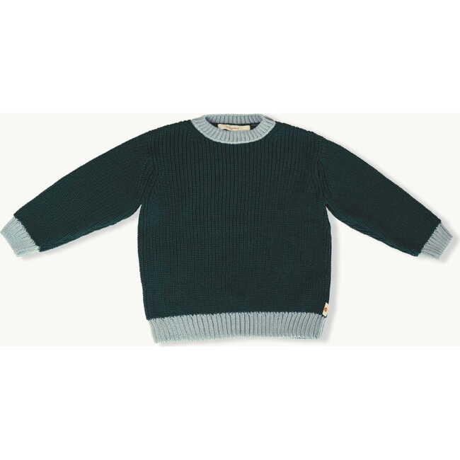 Merino Round Neck Straight Cut Sweater, Forest Mesh