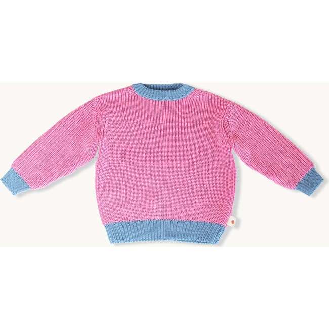 Merino Round Neck Straight Cut Sweater, Pink Sky