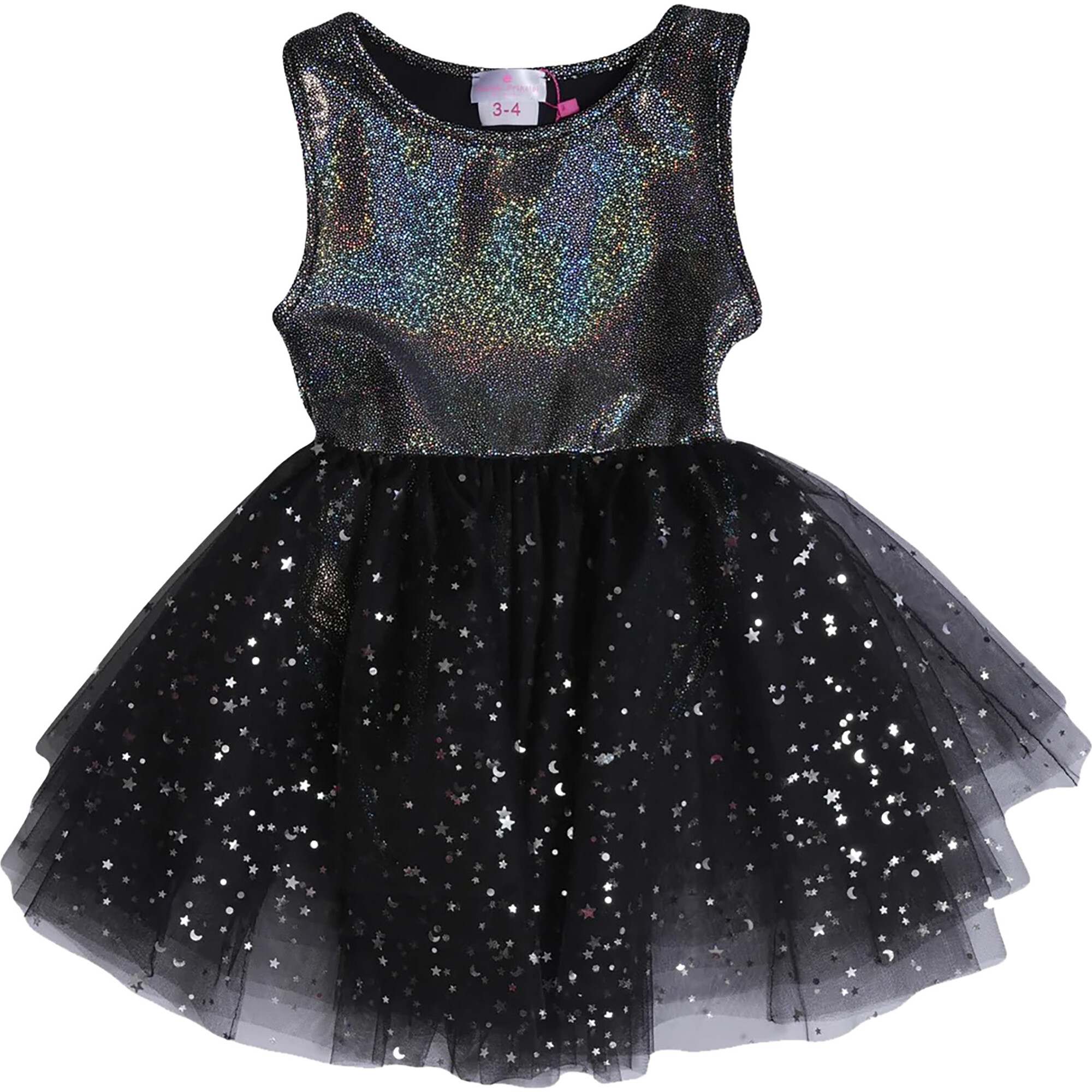 Tinkerbell Sleeveless Glitter Tutu Dress, Black - Dresses - 1
