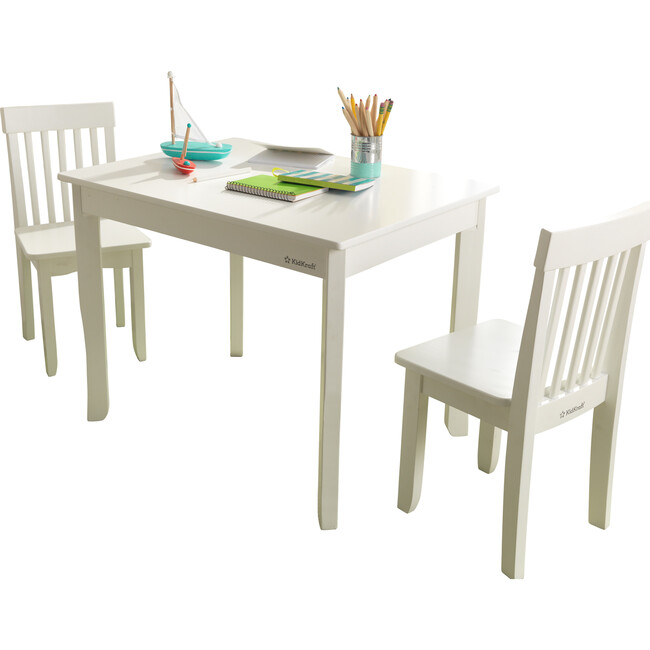 Wooden Avalon Table and 2 Chair Set, White