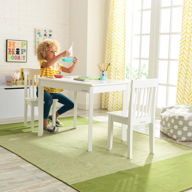 Wooden Avalon Table and 2 Chair Set, White - Play Tables - 2