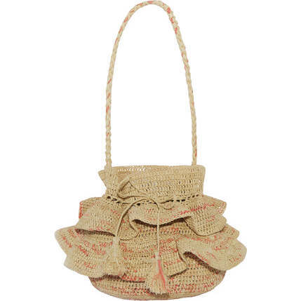 Women's Bora Bora Raffia Sublime Ruffle Handbag, Brown