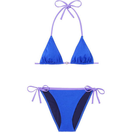 Bermuda Tie-Strap 2-Piece Triangle Bikini, Royal Blue - Two Pieces - 1