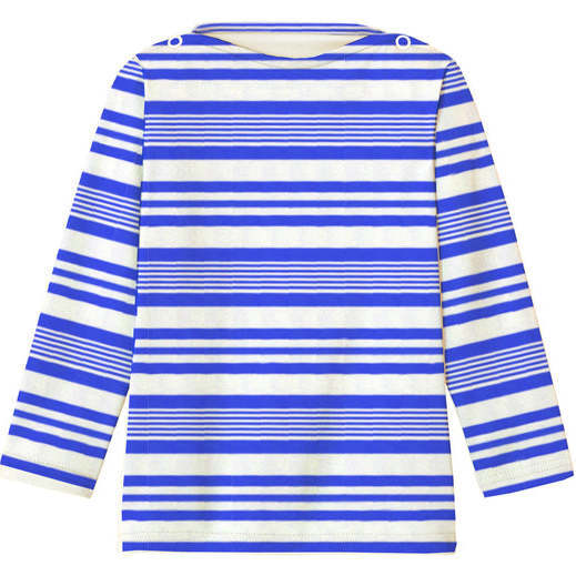 Boys Malo Striped Long Sleeve Anti-UV T-Shirt, Blue - T-Shirts - 1
