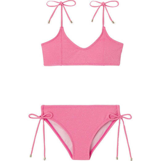 Bahamas Lurex Tie-Strap 2-Piece Bikini, Pale Pink & Gold