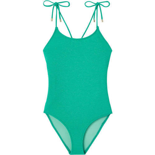 Bahamas Lurex Tie-Strap One-Piece Swimsuit, Peacock Green & Gold