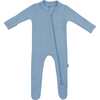 Ribbed Zipper Footie, Slate - Footie Pajamas - 1 - thumbnail